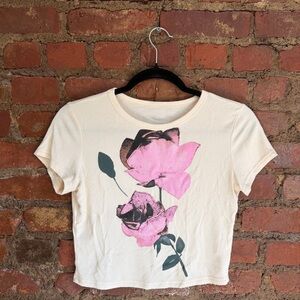 Cream Floral Short Sleeve Tee